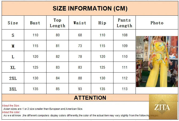 Zita La Belle Elite women's chiffon two-piece set with O-neck long sleeve top and wide-leg pants, stylish and elegant.