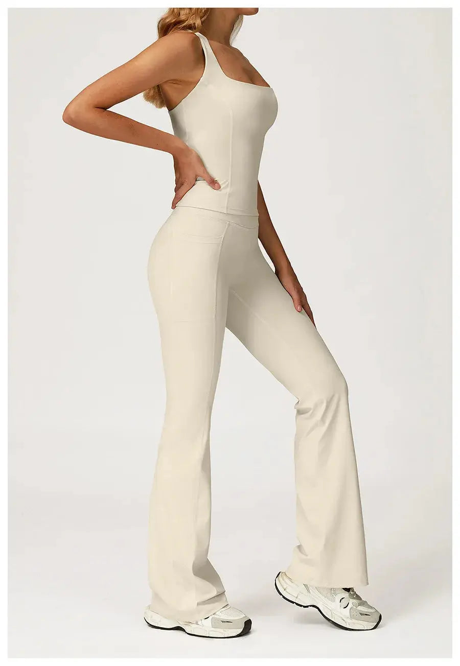 Yoga Set 2 Pieces Workout Outfits Fitness Sportswear Gym Tracksuit High Waist Leggings Sports Vest Athletic Wear Women Clothes ZITA LA BELLE ÉLITE