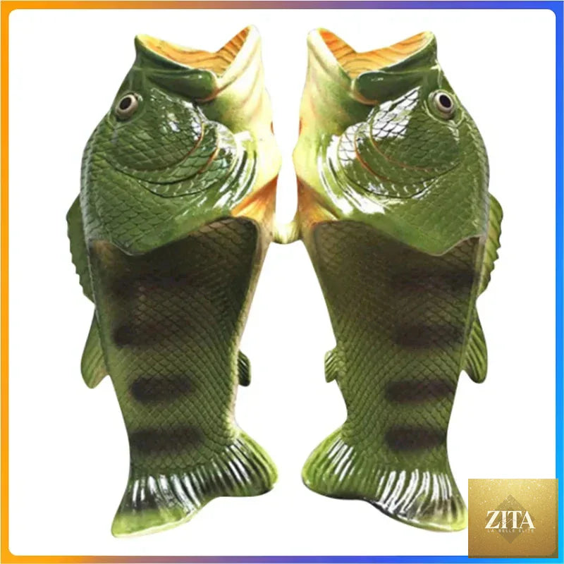 Funny LadyShow.Store slippers for women and kids, colorful fish design, large sizes 32-46, perfect for summer beach wear.
