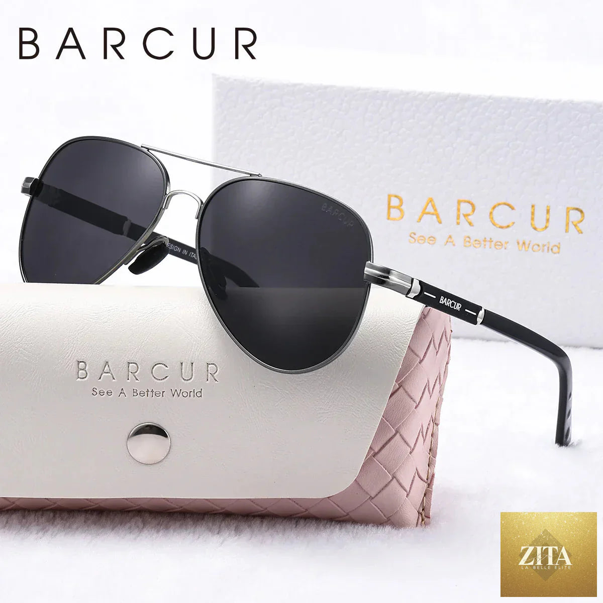 Stevvex Barcur oversized polarized sunglasses for women with elliptical metal frame and UV400 protection, ideal for summer outdoor wear.