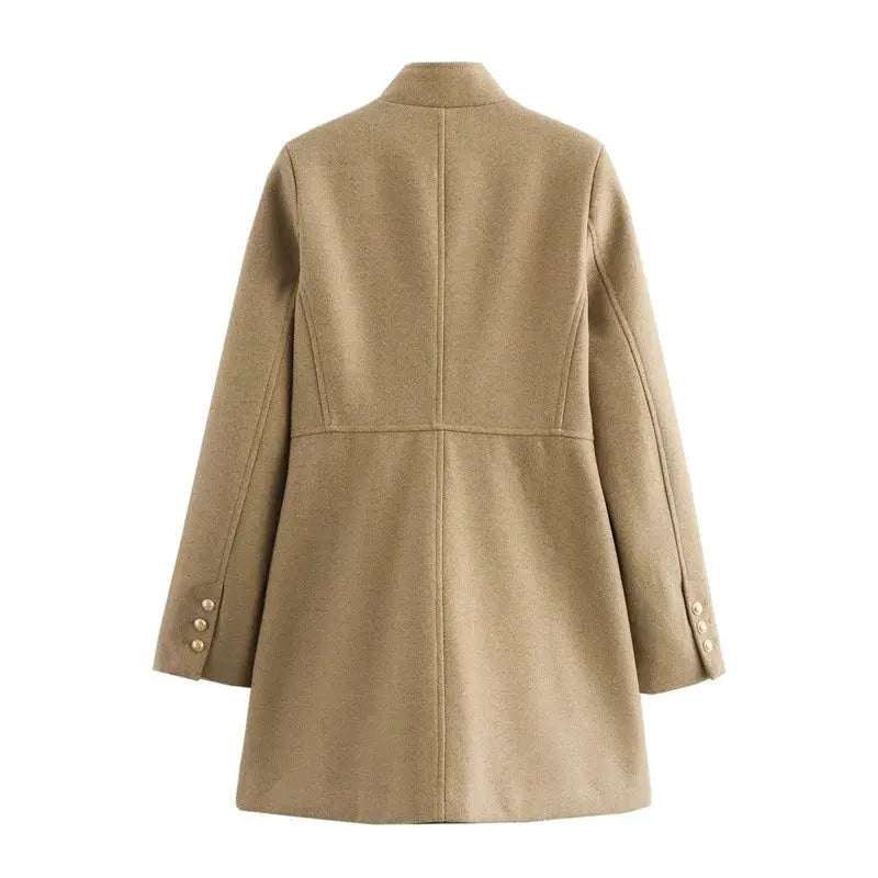 Winter Coat For Women 2024 Solid Lapel Double Breasted Long Cardigan Top Female Pokcet Streetwear Woman New In OuterCoat ZITA LA BELLE ÉLITE