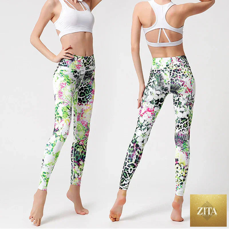 High waisted THRIXINE women's yoga leggings shown in black, featuring a snug fit and stretchy fabric for comfortable active wear.