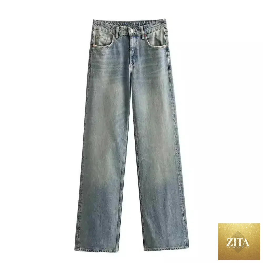 Women's Y2K high waist straight leg jeans by SHOMICOBOUTIQUE, showcasing classic denim fit and vintage-inspired style.