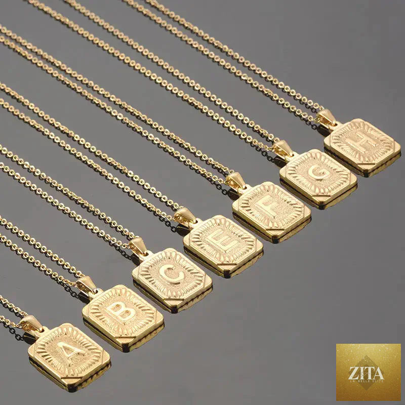 Initial pendant necklace for women with stainless steel Cuba link chain and charm, stylish jewelry for men and couples