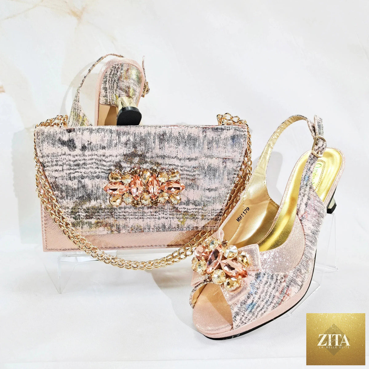 Luxurious EdleessFashion matching shoes and bag set with elegant design, perfect for stylish occasions.