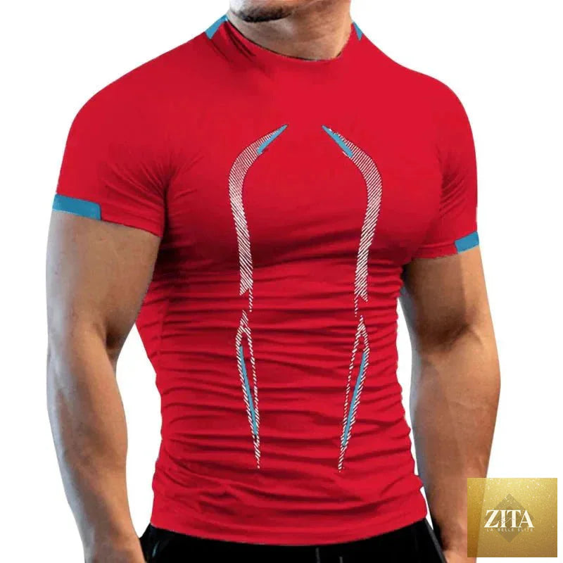 Mandotos men's breathable summer gym T-shirt, quick-drying jogging and running fitness top, lightweight athletic training tee.