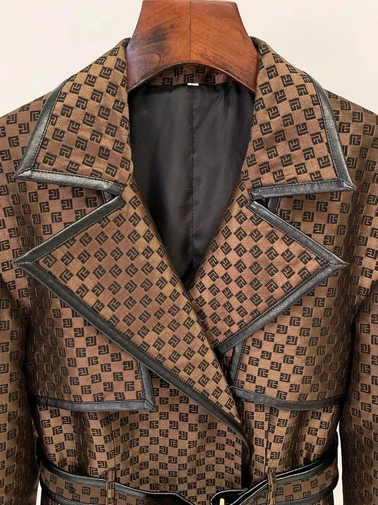 HIGH STREET Newest 2024 Fall Winter Designer Coat Women's Belted Monogram Jacquard Trench Overcoat ZITA LA BELLE ÉLITE