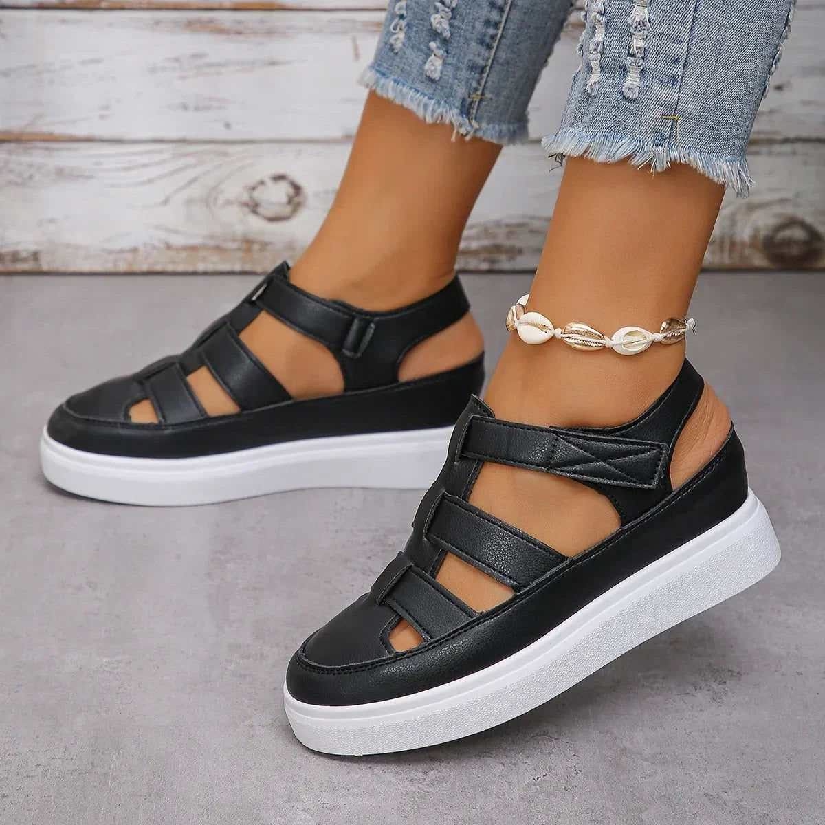 Women’s summer wedge sandals with hollow-out gladiator design, breathable thick sole, and platform heels, by LadyShow.Store.