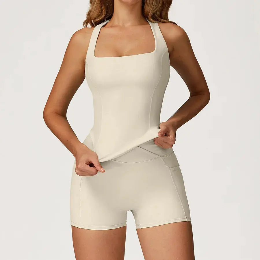 Yoga Set 2 Pieces Workout Outfits Fitness Sportswear Gym Tracksuit High Waist Leggings Sports Vest Athletic Wear Women Clothes ZITA LA BELLE ÉLITE