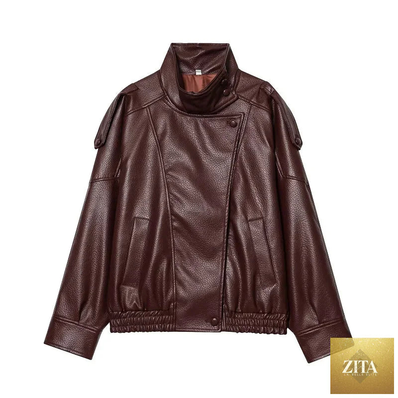 MUJER Faux Leather Jackets for Women Oversize Women's Bomber Jacket Fashion Winter Womens Coats Outerwears Demi-season Jackets