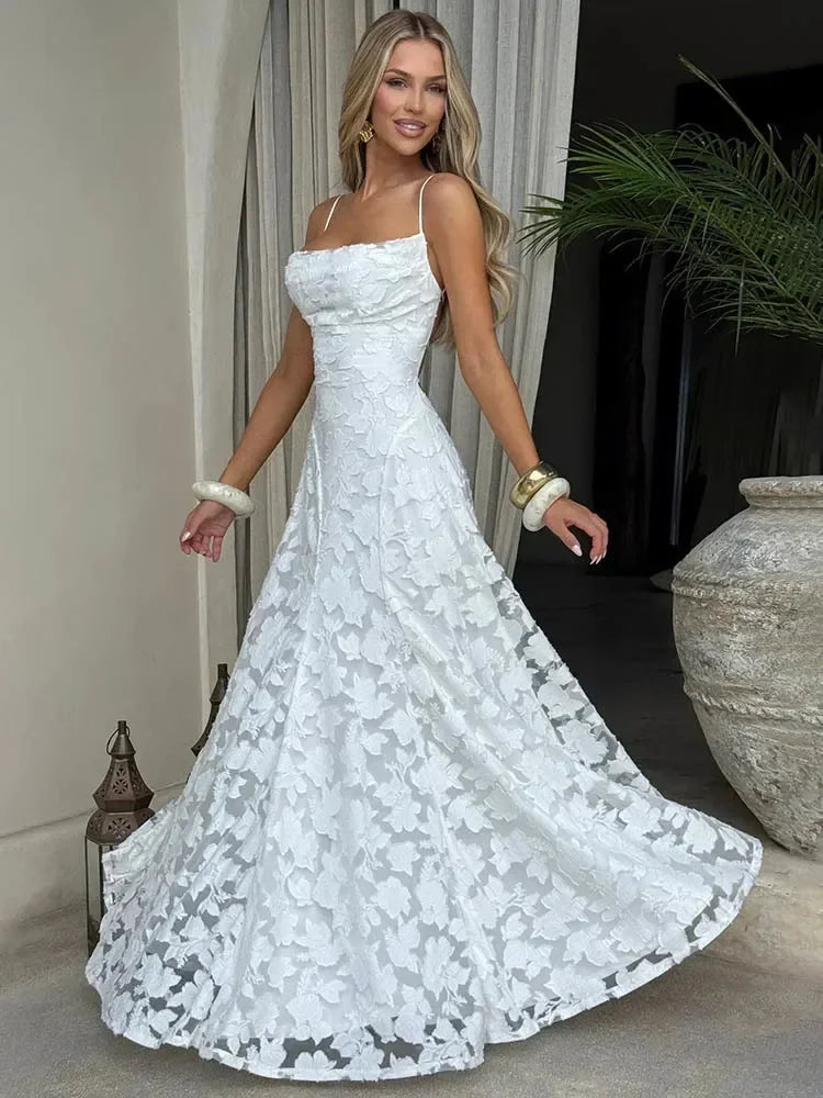 Femstylo women's backless spaghetti strap maxi dress with off-shoulder lace-up design, perfect for evening or party wear