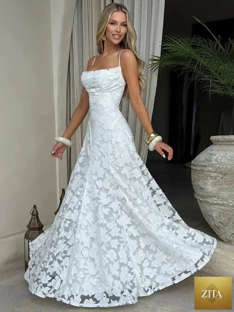 Femstylo women's backless spaghetti strap maxi dress with off-shoulder lace-up design, perfect for evening or party wear