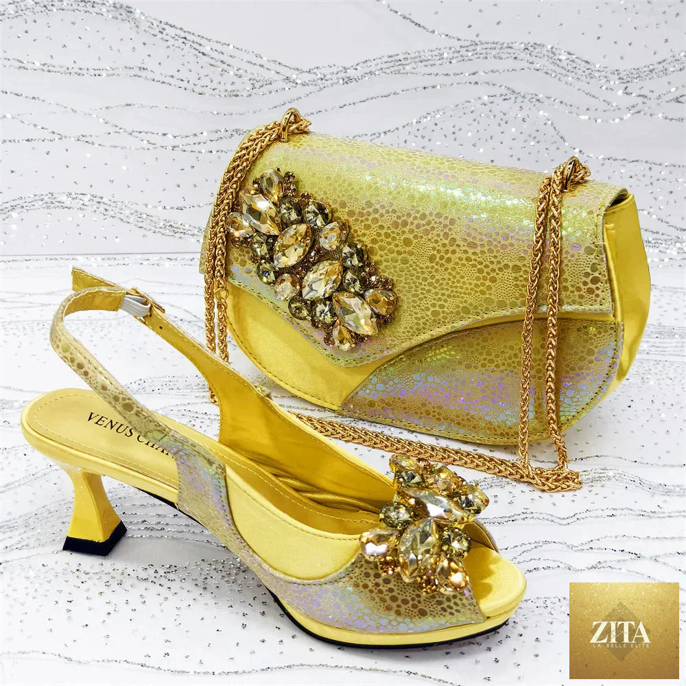 Elegant women's high heels and matching handbag set by EdleessFashion, featuring luxurious style and sophisticated design.