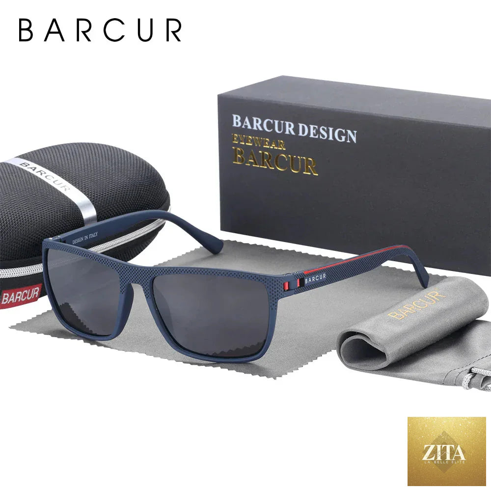 Stevvex BARCUR sports polarized sunglasses for men with lightweight TR90 square frame, UV400 protection, ideal for fishing and travel.