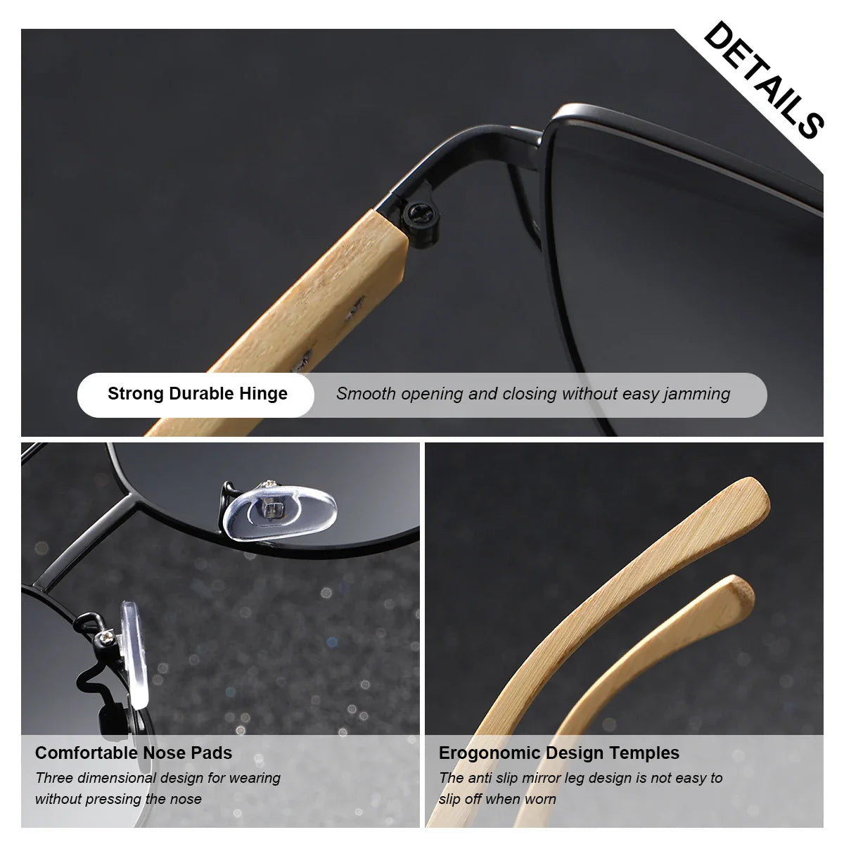 Stevvex BARCUR luxury women's cat eye polarized sunglasses with bamboo foot frame and mirrored lenses in white gift box.
