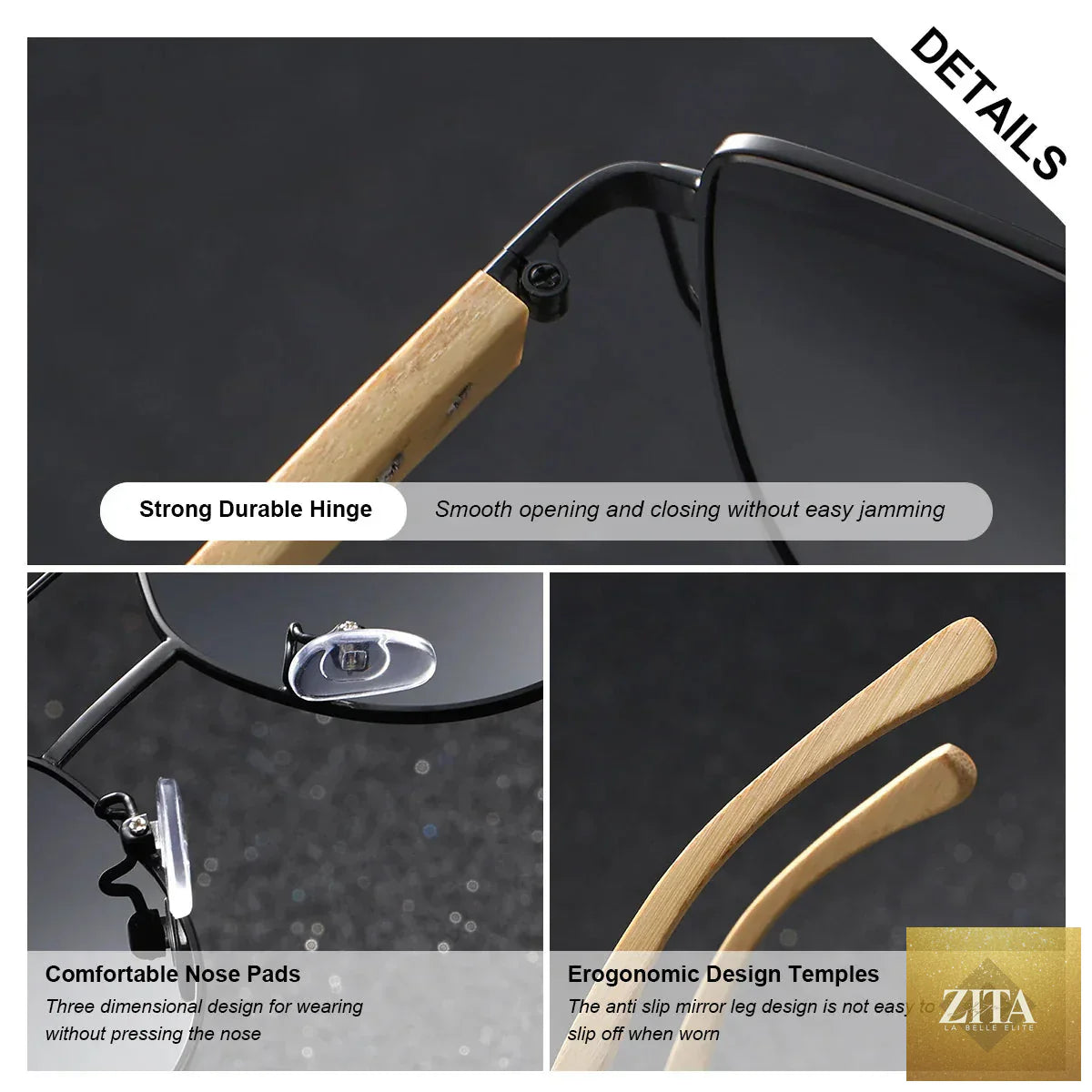 Stevvex BARCUR luxury women's polarized cat eye sunglasses with bamboo foot frame and mirrored lenses in a white gift box.
