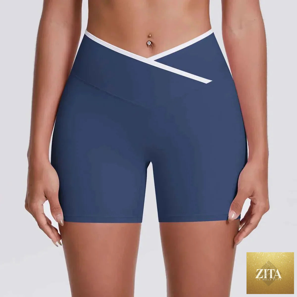 V-shaped waist women's yoga fitness shorts by THRIXINE, showcasing breathable active shorts with a stylish V-shaped waistband.