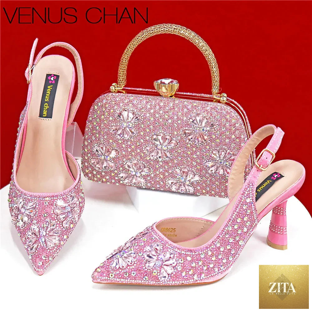 Luxury handmade women's shoes and clutch bag set by EdleessFashion, featuring elegant design and high-quality craftsmanship.