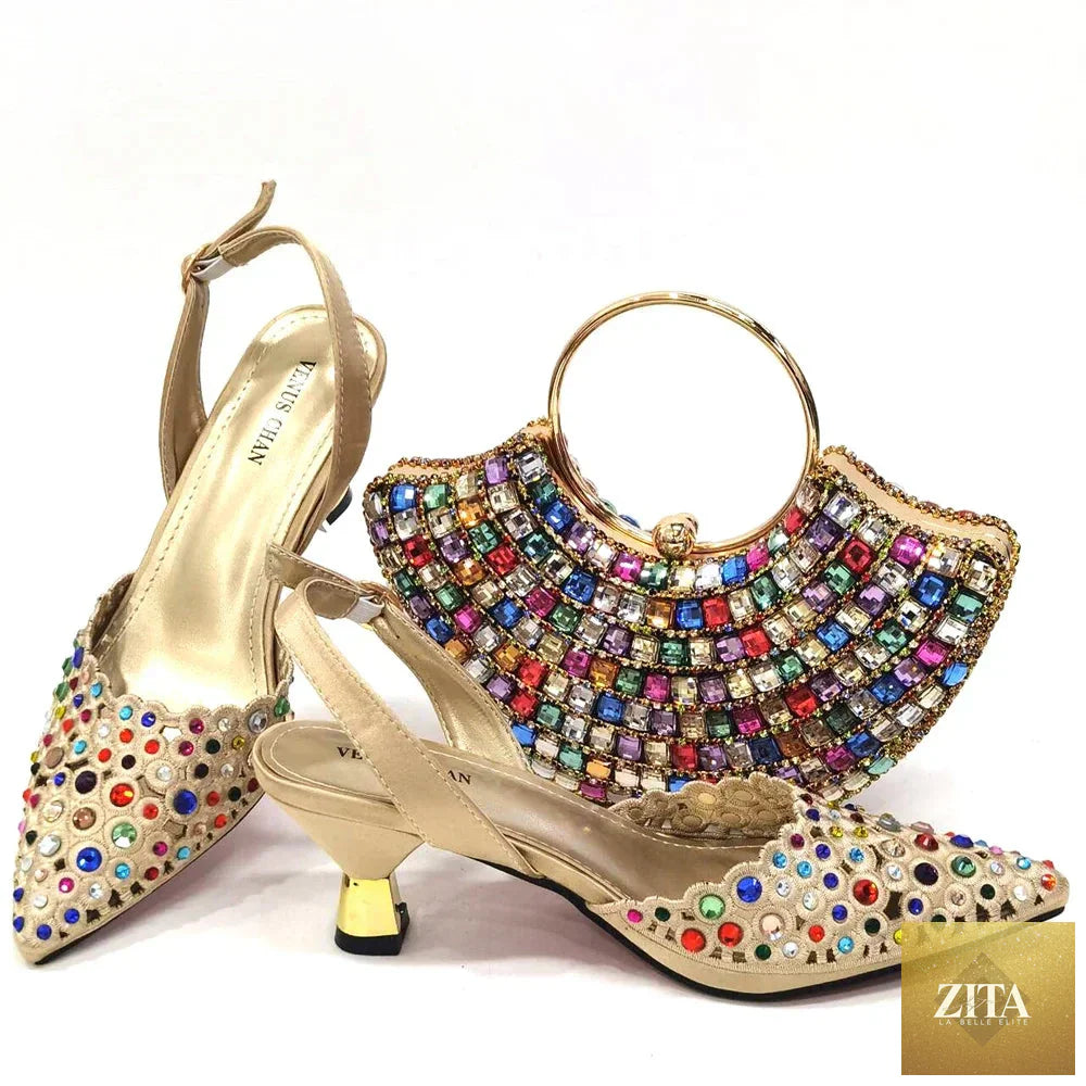 Elegant luxury pattern ladies shoes and bag set by EdleessFashion, featuring stylish design and high-quality craftsmanship.