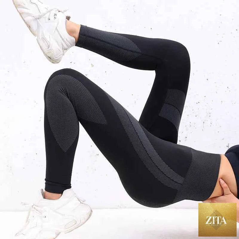 THRIXINE WANAYOU high waist seamless yoga leggings in black, showing the smooth, stretchy fabric and comfortable fit.