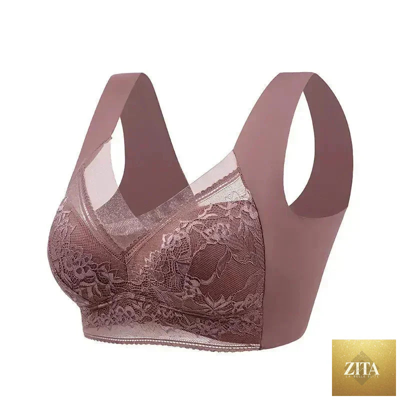 Femstylo L-6L women’s large wireless push-up bra with lace, ice silk material, seamless design, plus size summer lingerie.