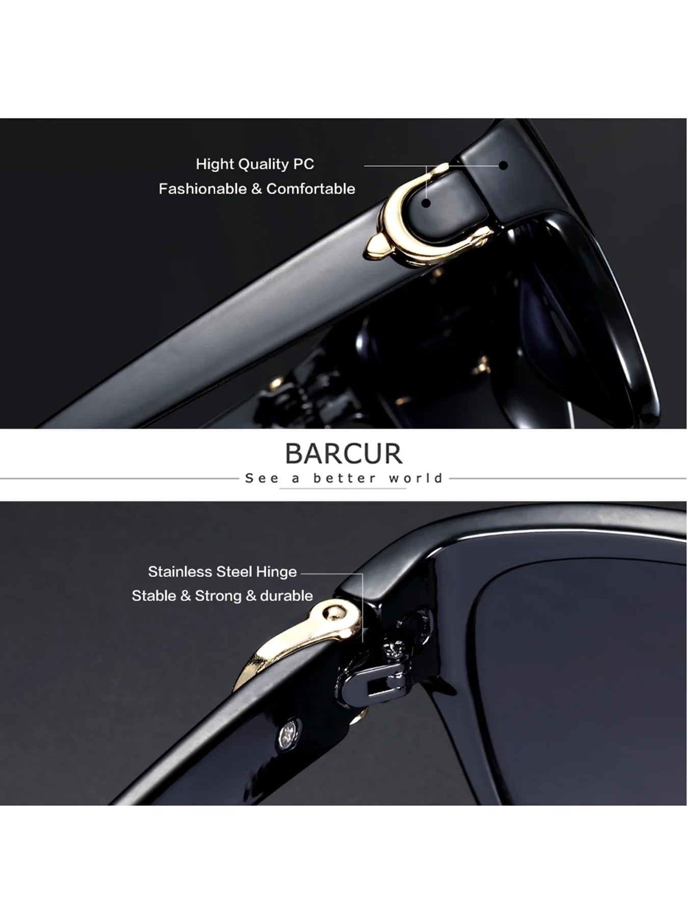 Stevvex BARCUR polarized men's elliptical sunglasses with gradient TAC lenses, UV400 protection, lightweight stainless steel frame, outdoor style.