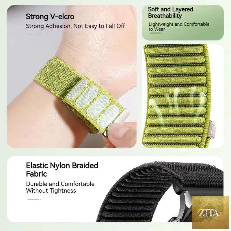 Coros Nylon breathable smartwatch band by BandsCo Straps shown on a Coros smartwatch, featuring a comfortable, lightweight strap.