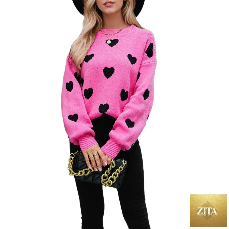Women’s Endless Love With Hearts Sweater featuring a cozy knit design and romantic heart details from Trendy Attic Store01.
