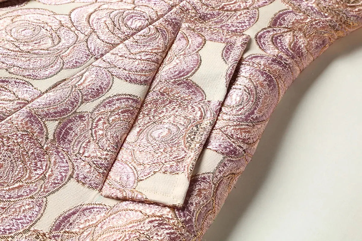 Luxury Women Long Trench Jacquard Coat Button Front Overcoat Fall Winter Floral Elegant Jackets Outerwear Party Outfit Clothes ZITA LA BELLE ÉLITE