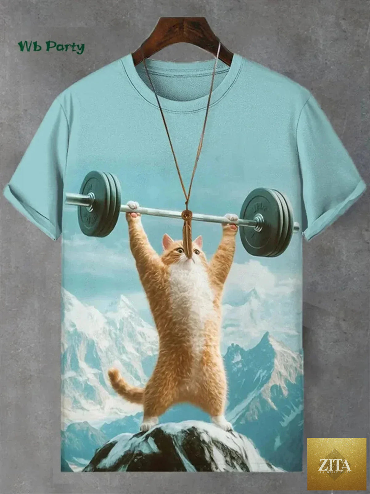 Bright 3D travel cat print T-shirt by Zita La Belle Elite, perfect for playful summer streetwear fashion.