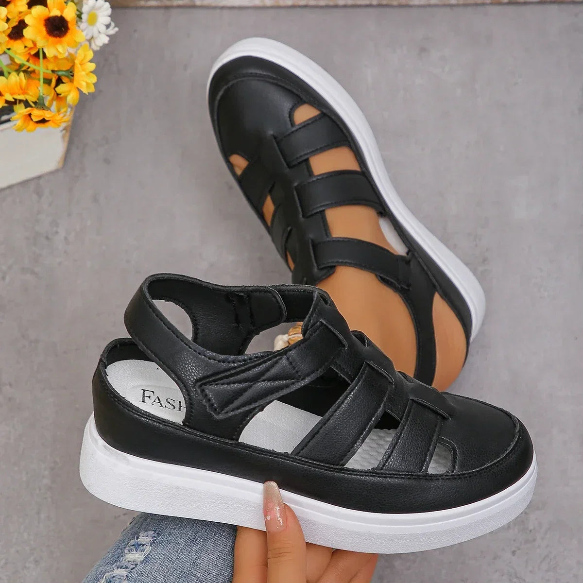 Women’s summer wedge sandals with hollow-out gladiator design, breathable thick sole, and platform heels from LadyShow.Store.