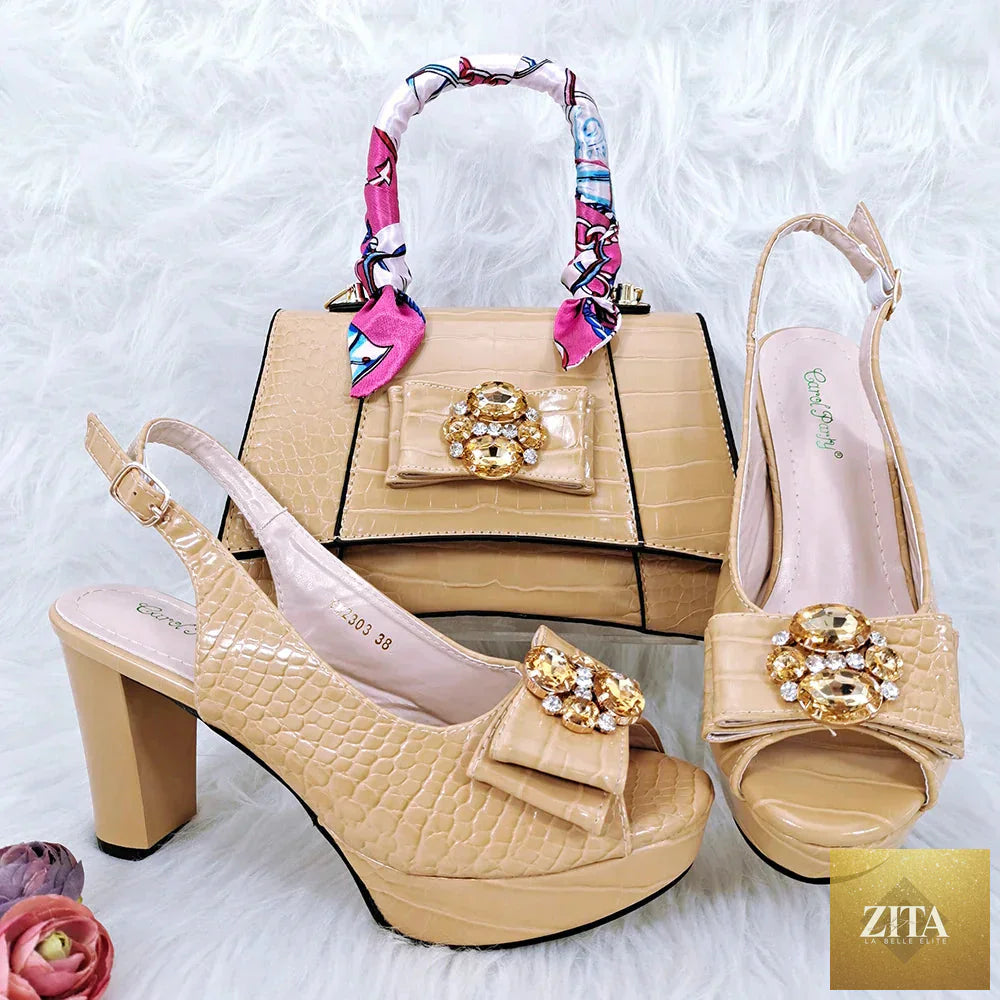 Elegant Italian shoe and bag set by EdleessFashion, featuring luxurious leather shoes and matching handbag for sophisticated style.