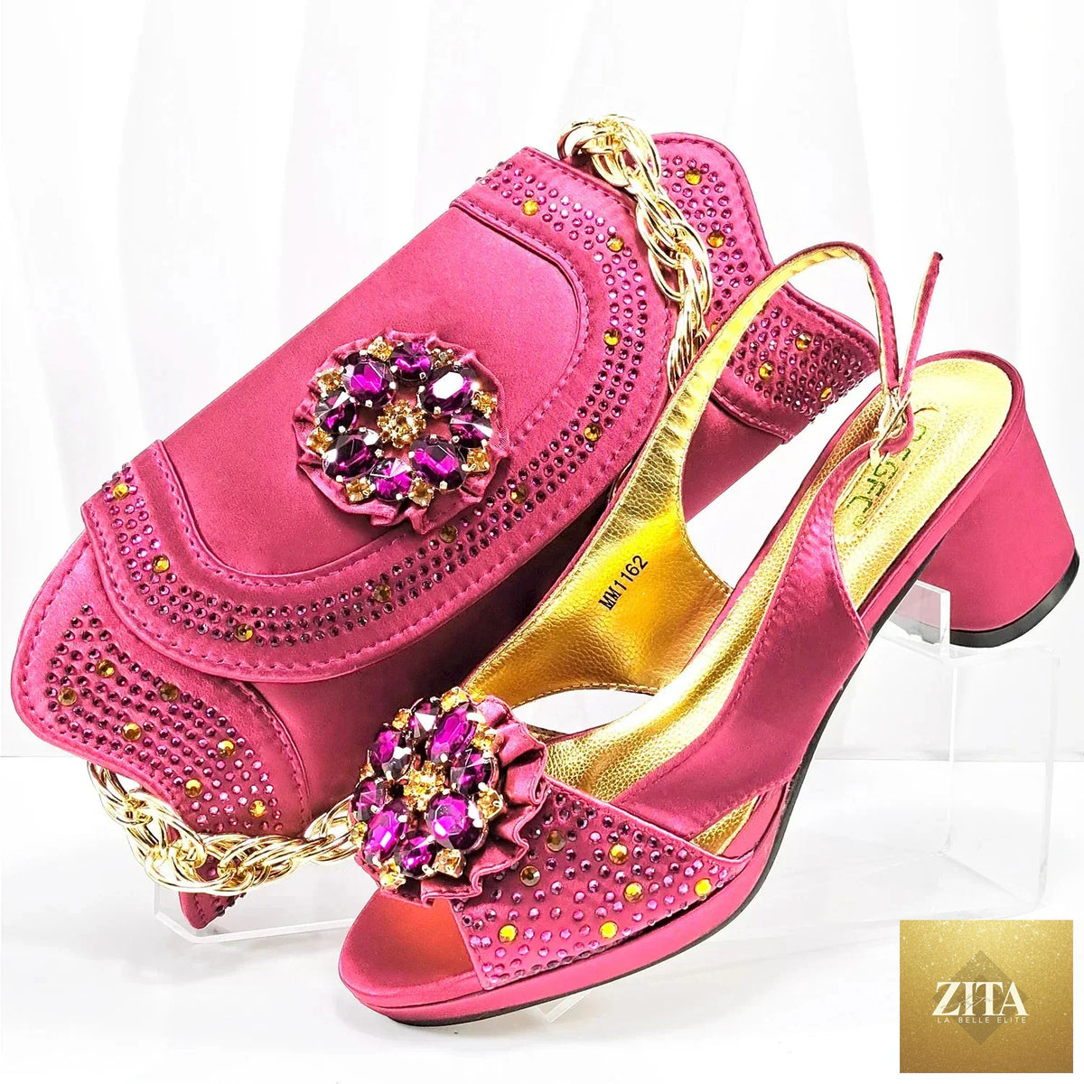 Elegant wedding shoes and matching bag set by EdleessFashion, featuring luxurious design and intricate detailing.