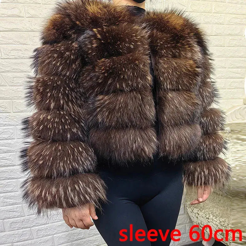 MAOMAOKONG Super Hot Winter Women Luxury Thick Real Raccoon Fur Coat Natural Fox Fur Jacket Plus Size Furry Jackets Female Vest ZITA LA BELLE ÉLITE