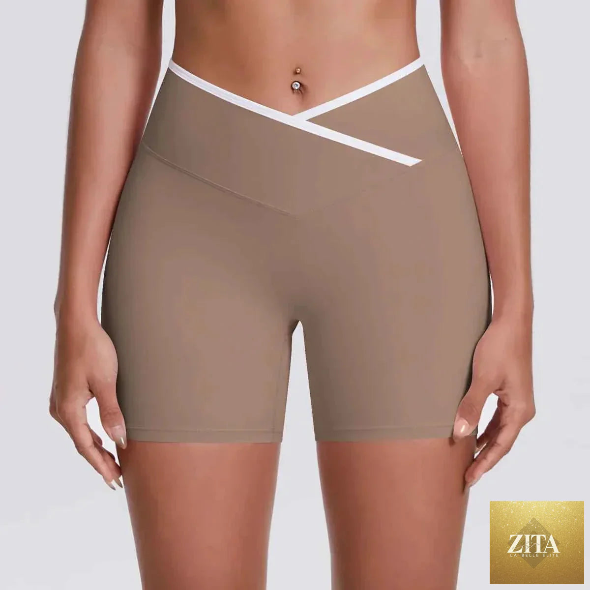 V-shaped waist women's yoga fitness shorts by THRIXINE, featuring a comfortable fit and stretchy fabric for active wear.