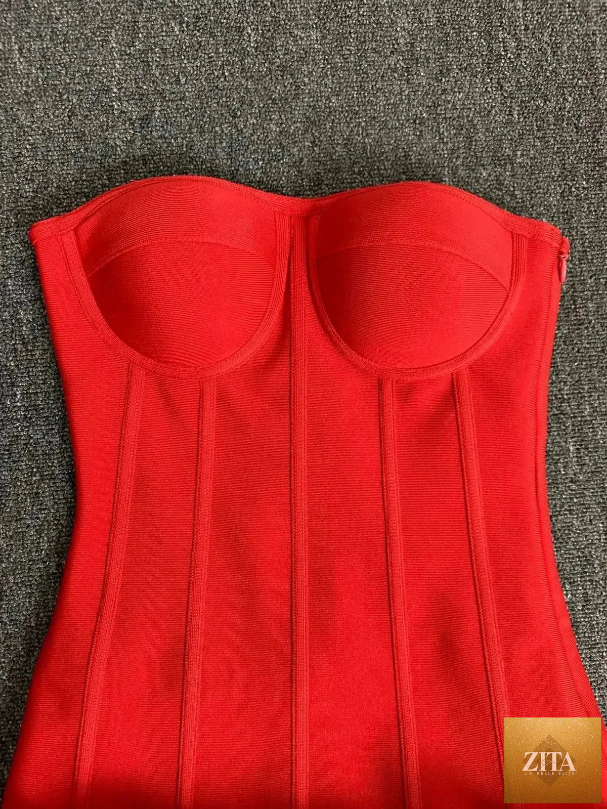 Femstylo women's strapless bandage dress with lace-up back, floral hem, bodycon fit, perfect for evening parties and birthdays.