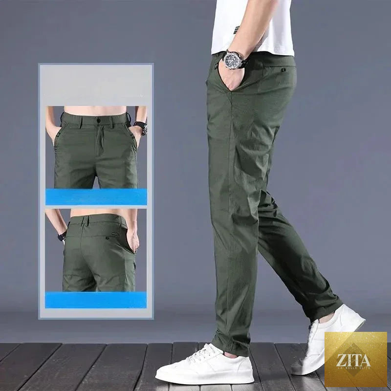 Men's straight baggy loose pants in black, made by SMinvite, LLC, with a relaxed fit and casual style.