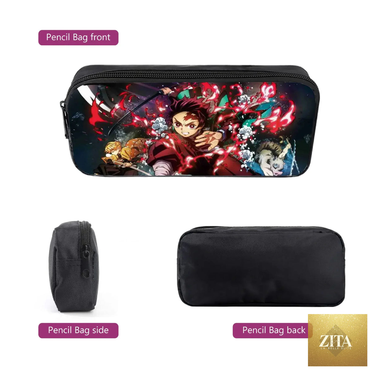 Demon Slayer Nezuko backpack from Infinite Visibility with matching schoolbag set featuring vibrant anime character artwork.