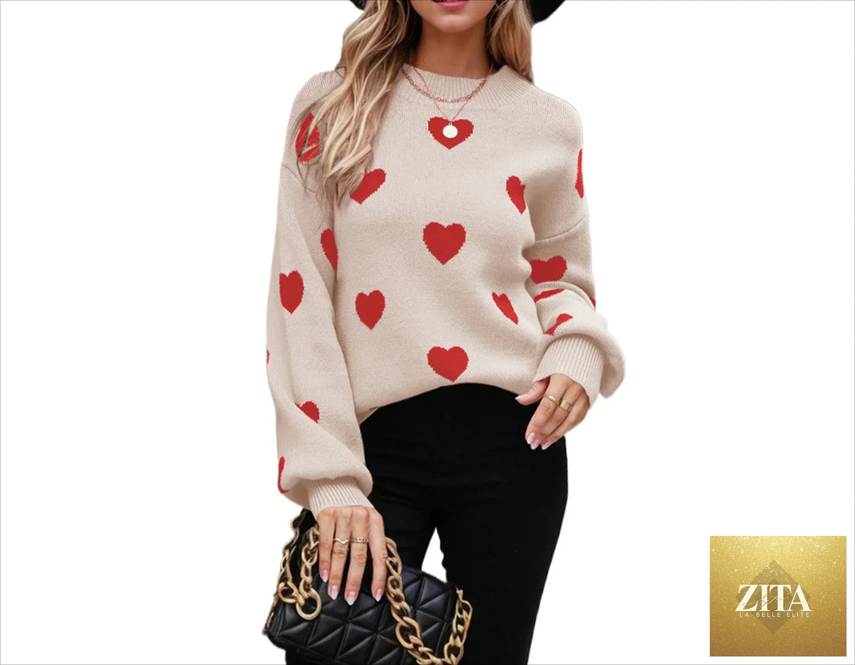 Women’s Endless Love With Hearts sweater featuring a cozy knit design and romantic heart pattern, from Trendy Attic Store01.