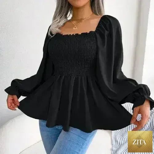 Loose fit chiffon blouse from Femstylo, elegant polyester top with flowing fabric and stylish design, ideal for casual or dressy occasions.