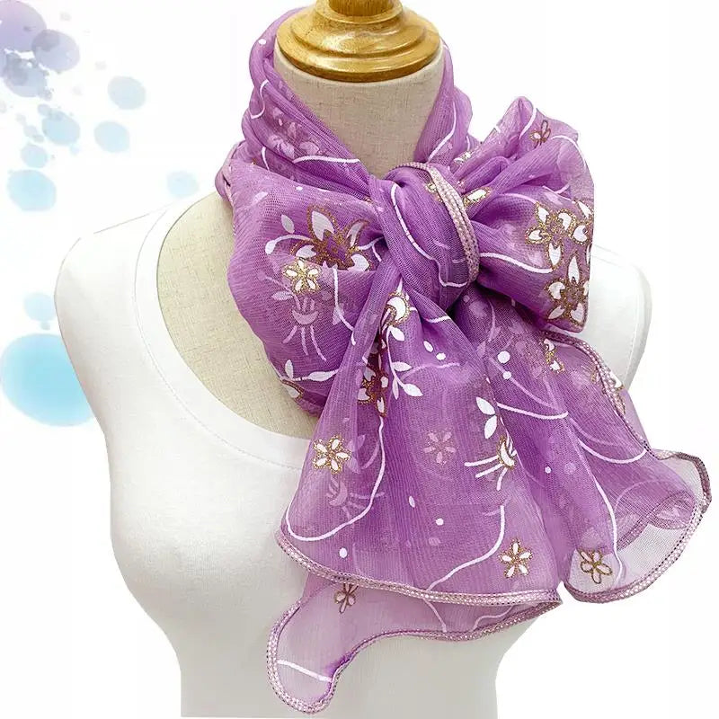 Lace Scarf Lightweight Elegant Print Silk Neckerchief Shawl Wraps