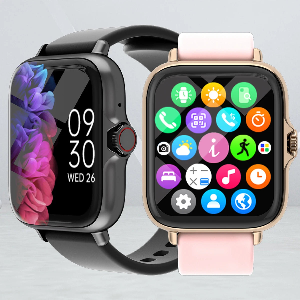 1.83'' Waterproof Smart Watch with Message Answer Call Sleep Pink Lucky