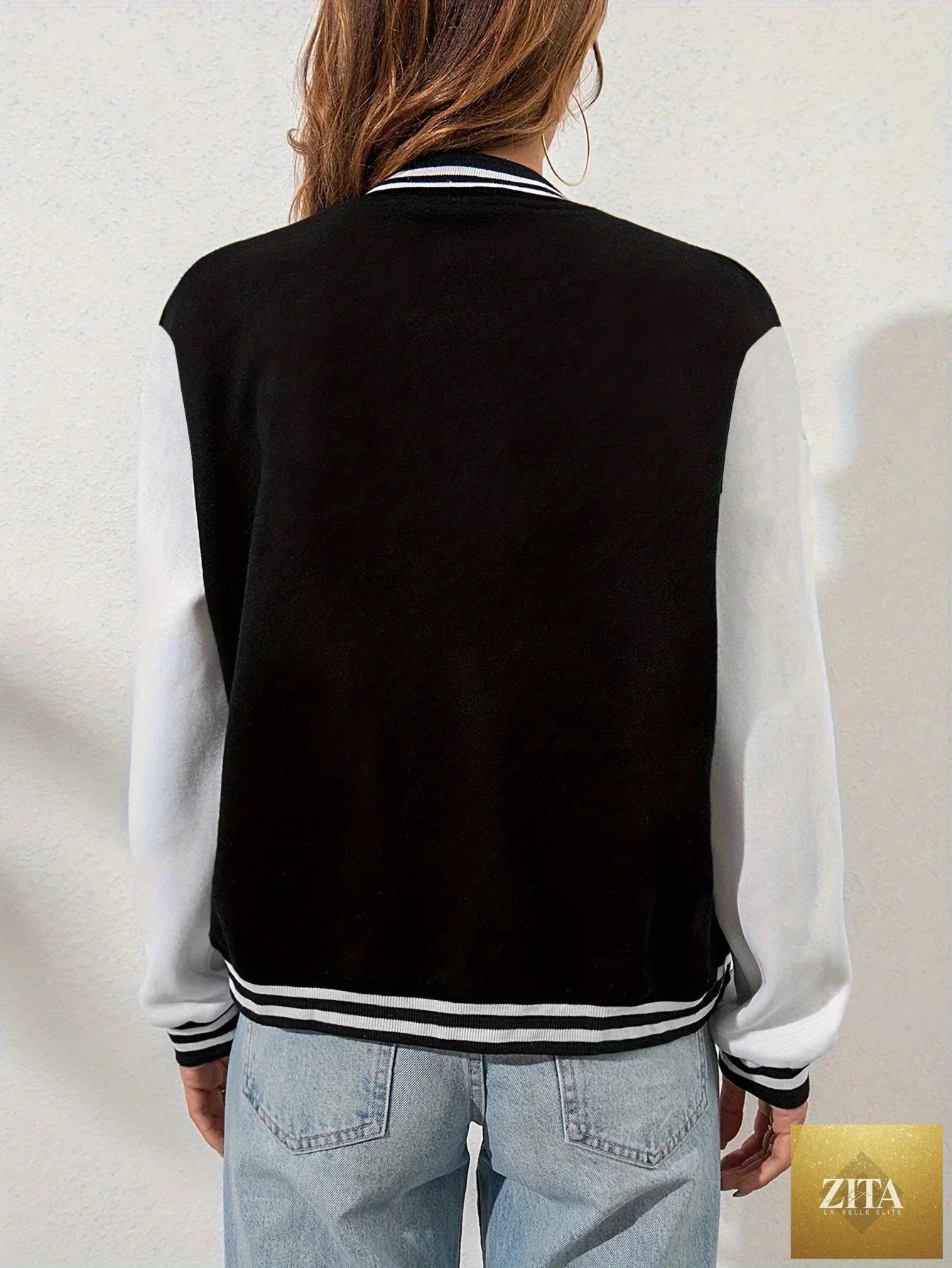 Women’s New York “23” letter printed baseball jacket by FitiqueFit, featuring a stylish design with team-inspired details.