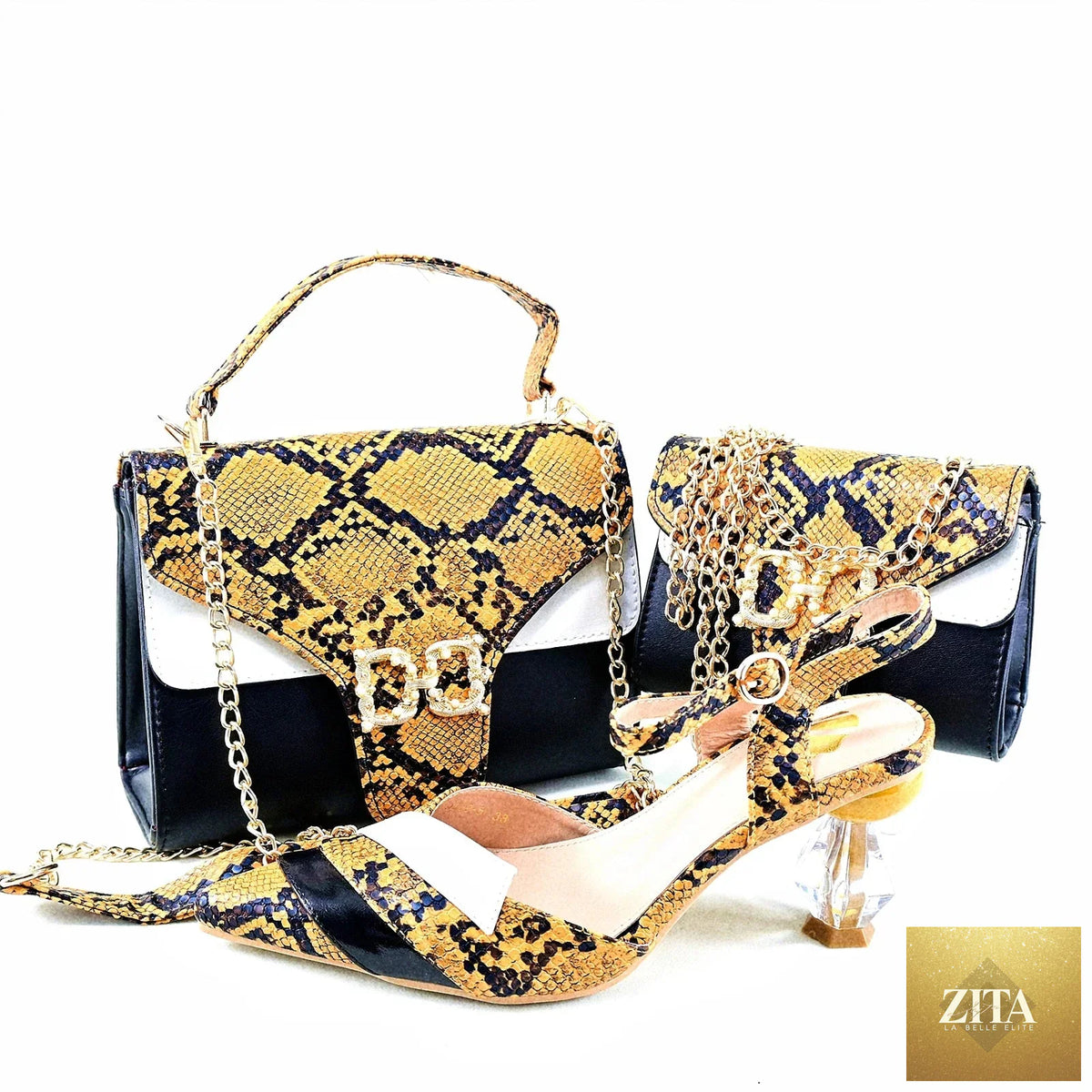 Elegant women's shoes and matching bag set by EdleessFashion, featuring luxurious design and coordinated style.