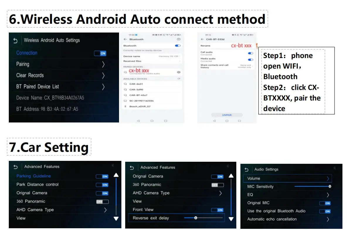BONROAD Wireless CarPlay Android Auto Interface Adapter for Audi A4 B8 A5 Q5 2009-2015 with AirPlay Mirror Link Bluetooth ZITA LA BELLE ÉLITE