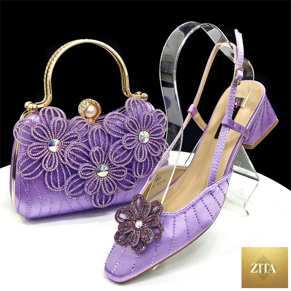 Elegant Italian fashion women's heels and clutch bag set by EdleessFashion, featuring luxurious shoes and stylish clutch for formal wear.
