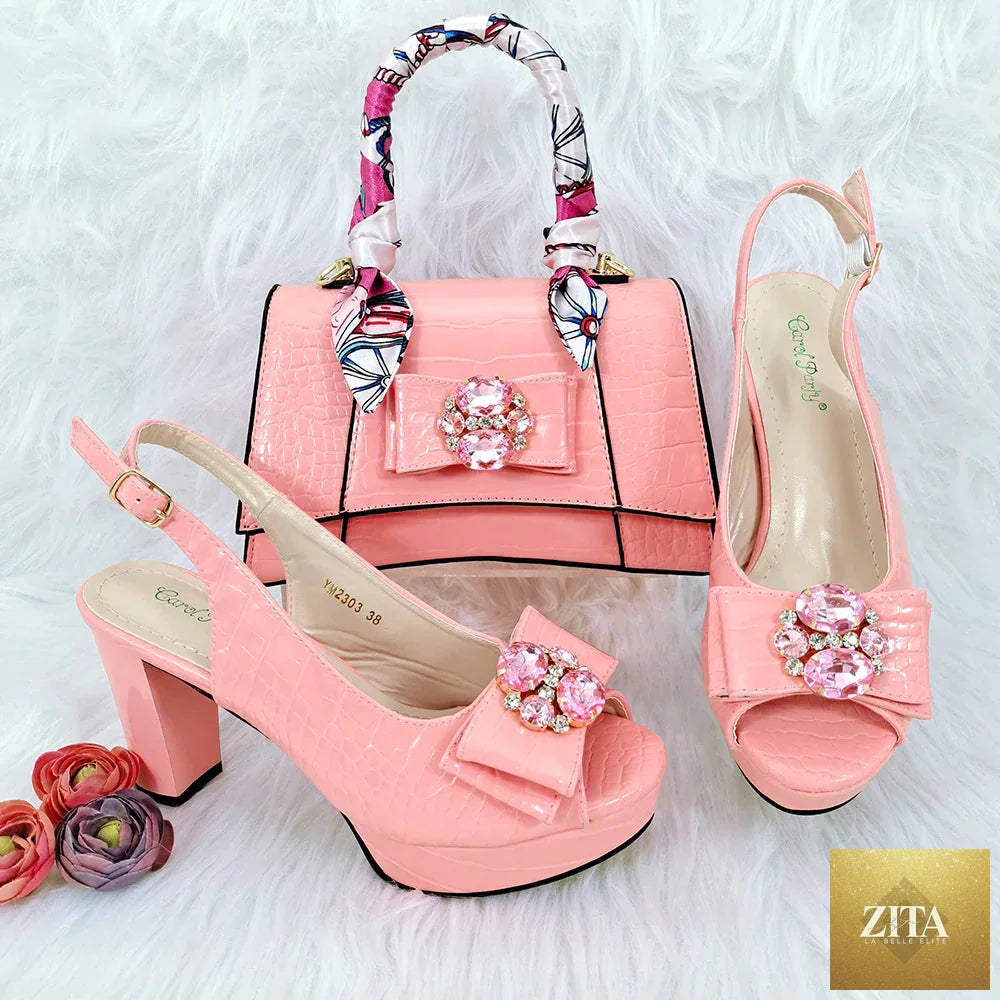 Luxurious EdleessFashion Italian shoe and bag set with stylish shoes and matching handbag, displayed in a sleek, elegant design.