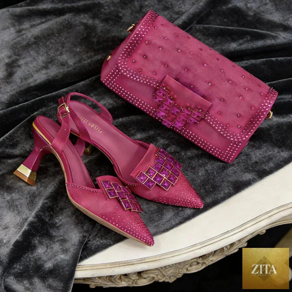 Elegant Italian design women's high heels and matching bag set by EdleessFashion, featuring luxurious shoes and coordinated accessories.