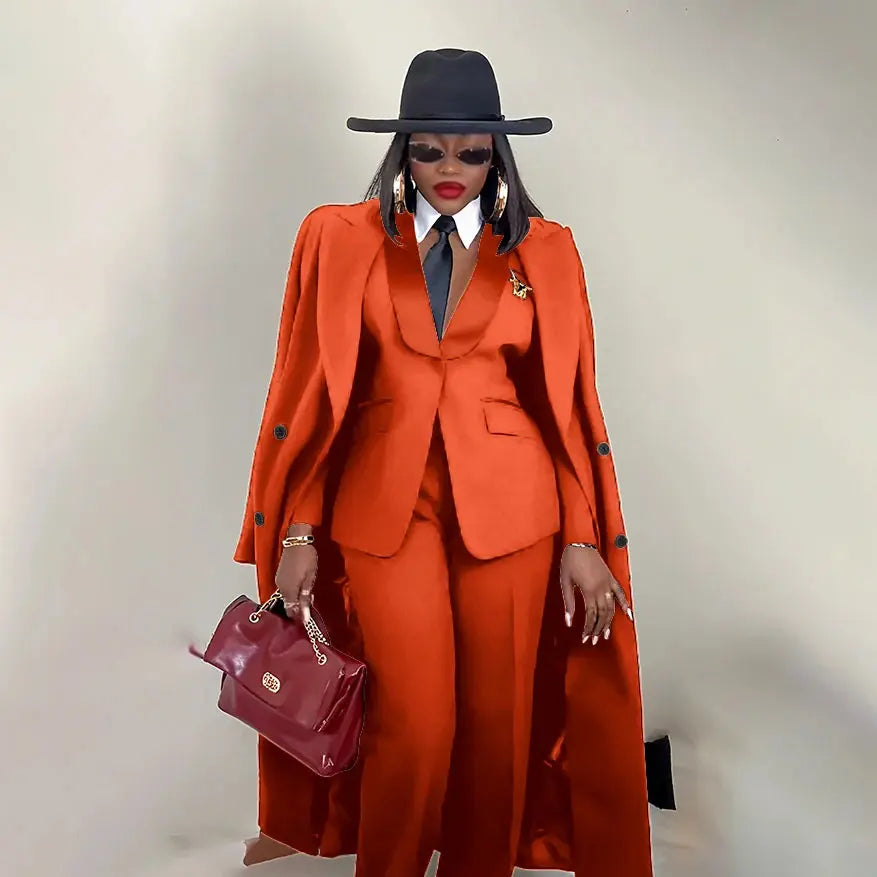 Modern Women's Suit New 3 Piece Pants Sets Blazer+Trousers+Overcoat Office Commute Elegant Style Banquet Dinner Formal Wear ZITA LA BELLE ÉLITE