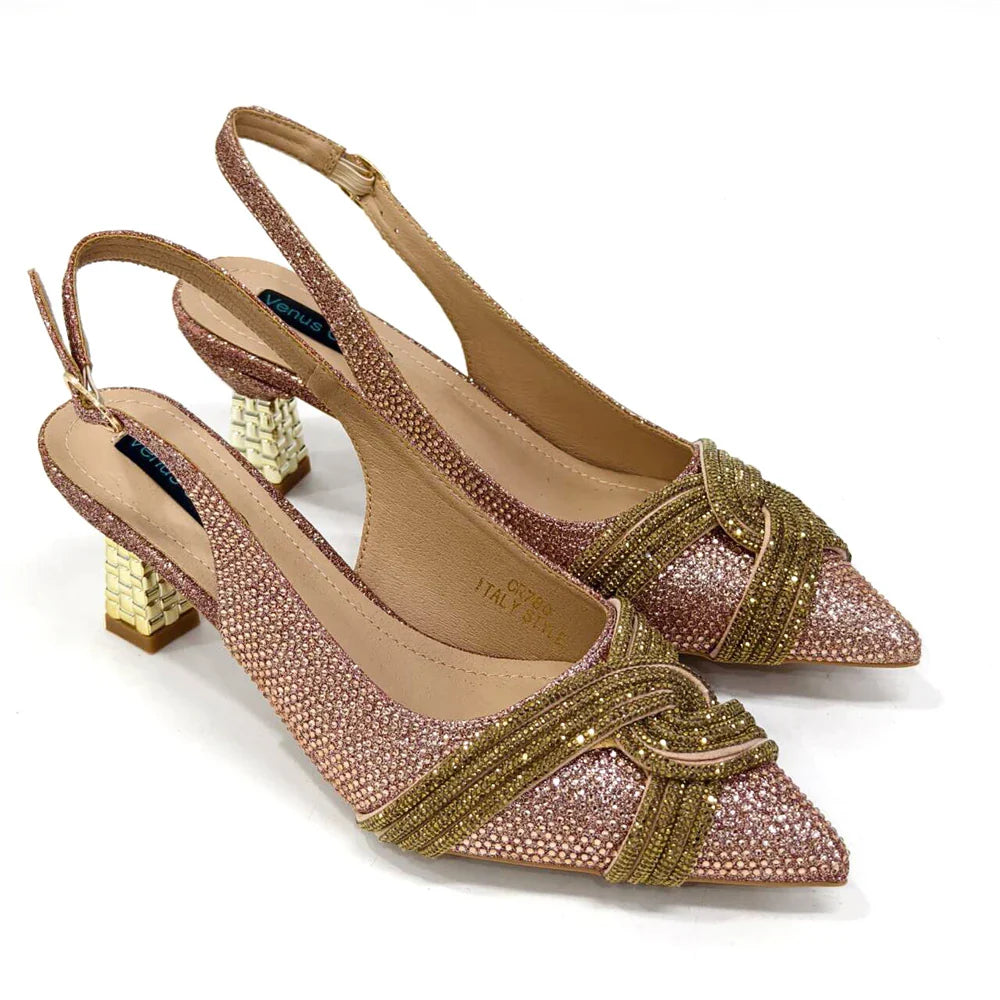 Luxury women's shoes and matching bag set with rhinestones by EdleessFashion, featuring elegant design and sparkling details.